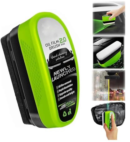 Automotive Oil Film Cleaning Brush - 2025 Upgraded Glass Oil Film Remover,Glass Cleaning Board for Windshield, New 2.0 Green Oil Film Wipe,Glass Cleaning Wipe Board for Car Window (1)
