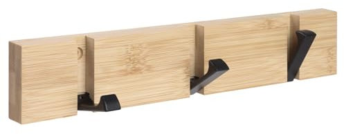 GeeRic Garderobenhaken Holz Wand, Holzplatte Garderobenleiste Faltbarer Kleiderhaken mit 3 Haken,Hakenleiste Garderobe,Jackenhalter Wand für Mäntel,Jacken