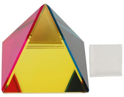 NutriEss Regenbogenfarbe Prisma Glass Pyramid Schreibtisch Ornament Optisches Glasmaterial für Home Office Dekoration Fotografie Meditation Heilung Kunst Dekor Geschenksammlung (60 mm)