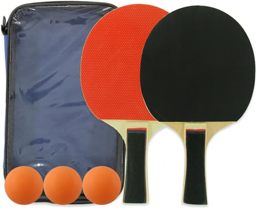 katmerio Tischtennisschläger Set mit 2 Schlägern, 3 matten Tischtennisbällen und 1 Tragetasche, Tischtennisschlaeger für Freizeit,Training