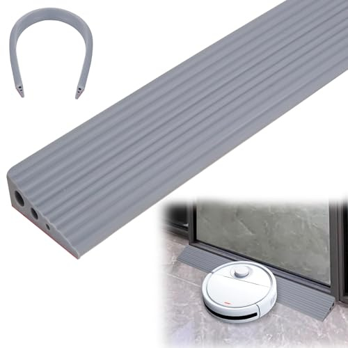 LPZMPZ Türschwellenrampen 100x6.5x2.5CM Schwellenrampe Selbstklebend | Rampe Türschwelle, Gummirampe Auffahrrampe, Door Threshold Ramp für Saugroboter, Rollstuhl, Kinderwagen und Scooter (Grau)