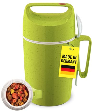 ROTPUNKT Thermobehälter für Essen 850 ml inkl. Löffel – Thermo Lunchbox Heiß & Kalt I Made in Germany I Hochwertiger Thermo Essensbehälter (Dirk 850, Kiwi)