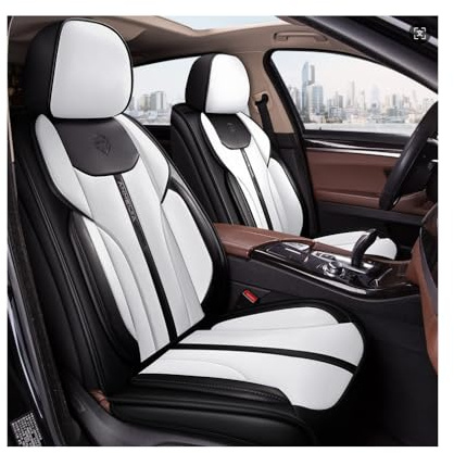 YUJHMN Sitzbezüge Auto Autositzbezüge Universal Set für KIA Picanto Rio Ceed Stonic Zubehör、Schwarz Weiß