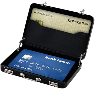Granvoo Geldkoffer Geldgeschenk Koffer als Verpackung für Gutscheine, Mini Aktenkoffer aus Aluminium mit Schnappverschluss als Hochzeitsgeschenk und Grußkarte, (Schwarz)