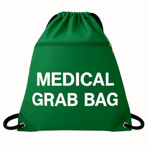Medical Grab Bag – Water-Resistant Drawstring Emergency Kit Bag with Inner & Outer Zips – Suitable for Hospitals, Schools, Workplaces, Events & Medical Staff