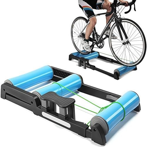 ANGDI Rouleau parabolique Professionnel pour vélo d'intérieur, Home Trainer Pliable avec Roue réglable, Support d'entraînement pour vélo, pédales pour vélos de Route de 24-29in