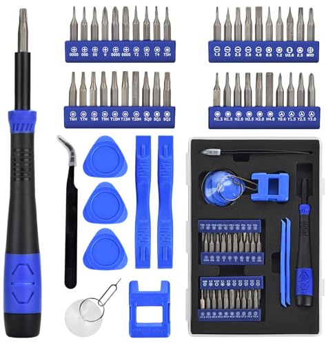 Bluvizo Electronics Precision Screwdriver Set: 50PCS Magnetic Repair Kit | Foam Insert Storage & Ergonomic Handle, and Replaceable Screwdriver Bits for Computer Laptops and Phone Repair