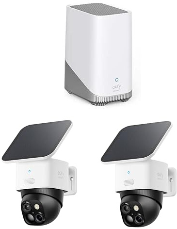 eufy Security SoloCam S340 2-Cam and HomeBase S380 bundle, Dual Cameras, Home Security Camera, 3K, 360° Surveillance, No Blind Spots, 2.4 GHz Wi-Fi, No Monthly Fee