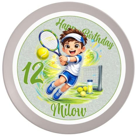 Tortenaufleger Geburtstag Tennis 1 Name & Zahl (20cm) Fondant Papier