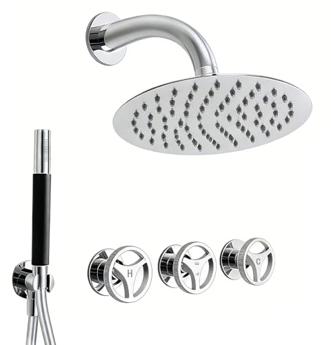 XJTNLB Colonna Doccia da Incasso Cromato 2 Manopole Sistema Doccia con Soffione ad Incasso da 20 cm