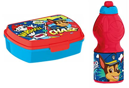 Paw Patrol La Patrulla Canina- Paw Patrol Set Botella cantimplora Sport y sandwichera (STOR 82776), Multicolor