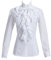 Taiduosheng Women Shirts Lace Ruffle Neck Stand-Up Collar Button Down Blouse Long Sleeve OL Shirt Tops s White