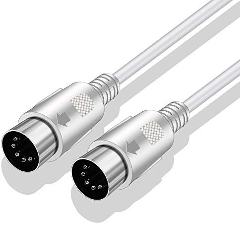 Yeung Qee MIDI Cable 5 Pin DIN Male to DIN Male Connector Cable Plug Wire Cord (white,3m)