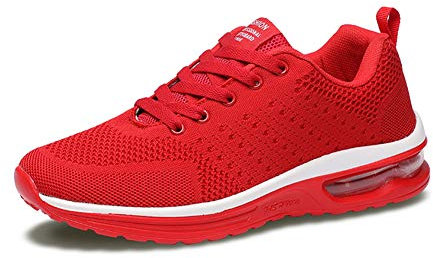 Axcone Homme Femme Air Baskets Chaussures Outdoor Running Gym Fitness Sport Sneakers Style Running Multicolore Respirante- 36EU-46EU, Rouge1, 41 EU