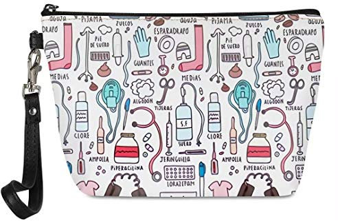 chaqlin Infermiera regalo cosmetica Borsa da viaggio Portatile piccolo sacchetto di trucco da toilette Organizzatore per donna Ragazza PU in pelle