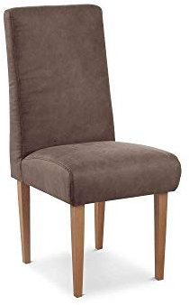 CAVADORE Esszimmerstuhl Kira / Polsterstuhl für Küche, Esszimmer oder Wohnküche in Lederoptik / Passend zur Küchengarnitur Kira / 48 x 103 x 62 / Hochwertiges Mikrofaser: Graubraun