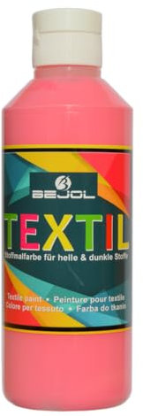 BEJOL 111206 - Textilfarbe rosa 250ml - Stoffmalfarbe für helle und dunkle Stoffe