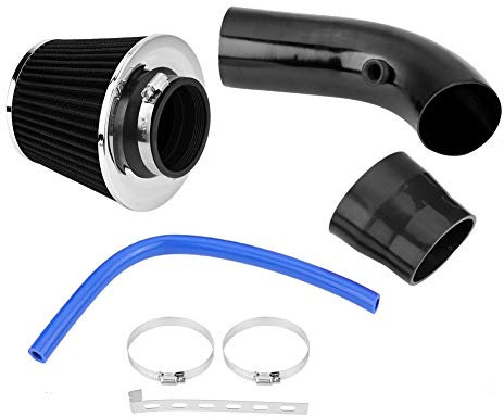 Filtro aria di aspirazione aria fredda per auto con tubo di induzione, filtro aria a induzione per auto universale 76 mm 3 pollici con accessori per tubi e montaggio(Carbone nero)
