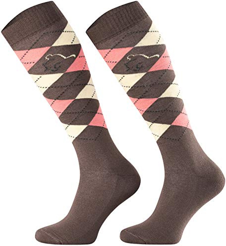 TODO Comodo Chaussettes d'équitation Carreaux STPDJ | Mi-Bas d'équitation | Coton Chaussette Equitation Femme, Enfant, Homme (STPDJ - RS30, 39-42)
