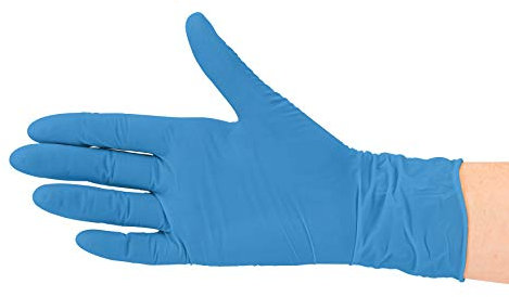 SF Lot de 100 gants jetables en vinyle stretch - Non poudrés - Non stériles - Sans latex - Bleu