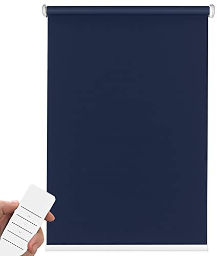 Modern Elektrorollo mit Akku - Schraubmontage, Wand, Decke und Nische - Abdunkelnd, Blickdicht, elektrisches Sonnenschutzrollo (62 x 180 cm (B x L), dunkelblau)
