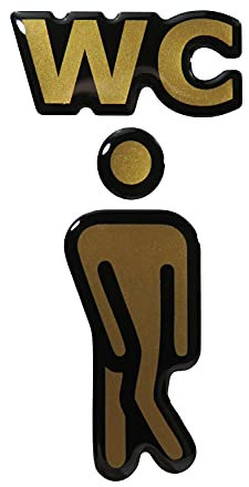 BIKE-label Gold 3D Toiletten Klo Aufkleber Türschild WC Herren 51 x 106 mm 900091