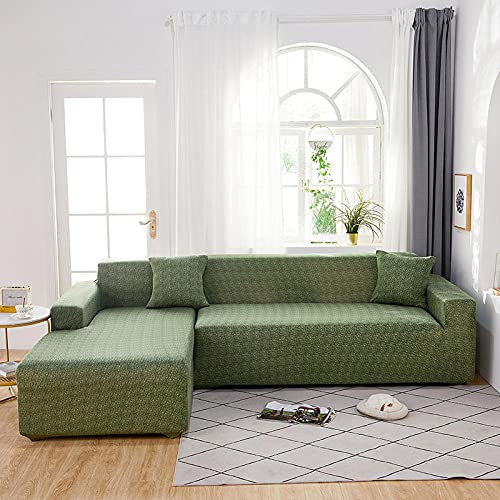 LNXSESN Sofabezug Olivgrüne Textur Sofa überzug Stretch Sofaüberwurf Elasthan Universal Couch überzug Moderne Anti-Haar Sofa Cover Einstellbar überwurf Sofa Antirutsch Sofaschoner 4 Sitzer