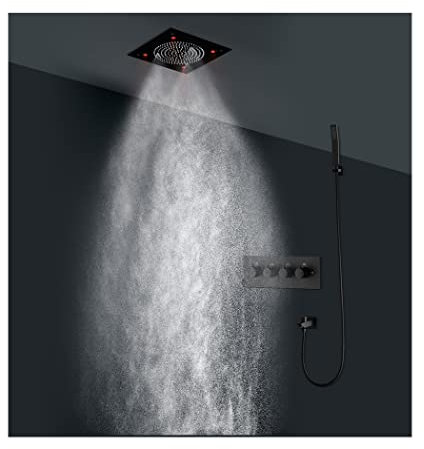 SystèMe De Douche De Luxe à LED, 320*320mm Musique Multifonctions Avec TempéRature Constante Colonne De Douche, Spray Spa, Pluie, Acier Inoxydable 304, Robinet De Douche, Douchette,Kit De Douche