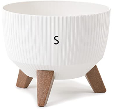 MELTOM Blumentopf Schale mit Füßen Einsatz Kräutertopf Übertopf Pflanzschale Eco Recycled (Weiß, S - 24 cm)