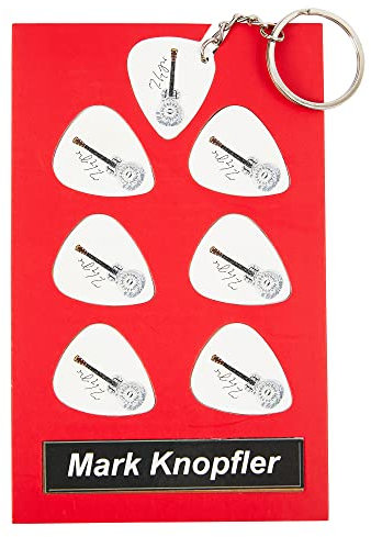 Mark Knopfler Gitarre Plektrum Geschenkset | 6 Künstler Plektren | 1 Künstler Schlüsselring