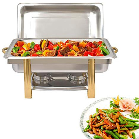 KenSyuInt 9 L Chafing Dish - Calentador de alimentos de acero inoxidable con bandeja de agua, tapa para gastronomía, buffet, brunch catering fiesta, bodas
