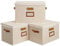 OUTBROS Fabric Storage Bins with Lids, Foldable Baskets for Shelves, Wardrobe Organiser, Cubic Boxes with Handle, 45 x 30 x 30 cm, Beige, 3-Pack