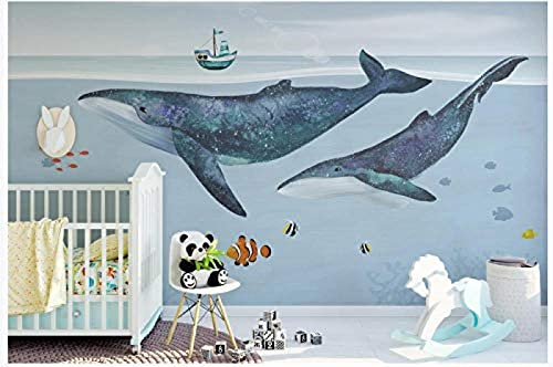 Wal Kinderzimmer Hintergrund Wand Unterwasserboot kleiner Fisch TV Wandbild Tapete Wanddekoration fototapete 3d Vlies wandbild Schlafzimmer-150cm×105cm