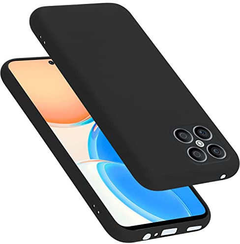 Cadorabo Hülle kompatibel mit Honor X8 4G Hülle Silikon Handyhülle für X8 4G Case aus flüssigem Silikon- Kratzfeste und stoßfeste dünne TPU Schutzhülle - Liquid SCHWARZ