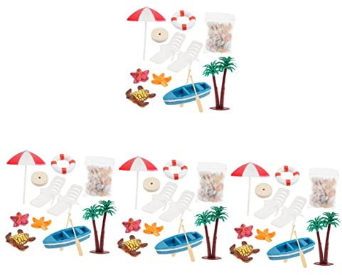 Amosfun 4 Sätze Puppenhaus Strand Miniatur-strandspielzeug Puppenstrandminiaturen Strandhaus Puppenhaus-strandzubehör Zubehör Für Mikroszenen Kuchen Kind Zen Garten Plastik