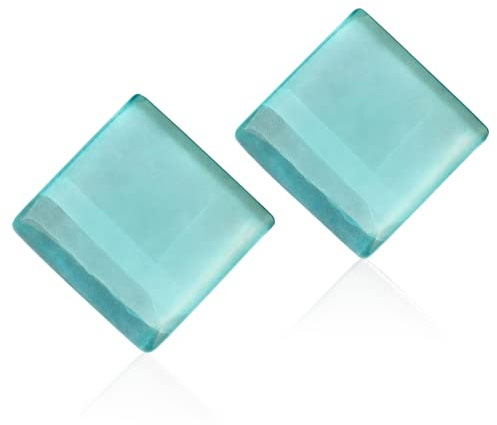 ALEXASCHA® Quadratische Statement Ohrringe â€¢ Extra groÃŸe Ohrstecker mit eckigen Glassteinen â€¢ Geometrischer Glasschmuck avantgard â€¢ 20mm x 20mm x 3mm (Karibikblau)