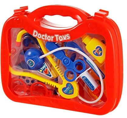 Baroni Toys Kinderarztkoffer 14-teilig, Kinderspielzeug Arztkoffer 3 4 5 6 7 Jahre, Mädchenspiele, Baby Mädchen Rollenspiel, Imitation Spiele, 26x7x22 cm