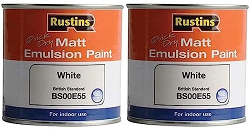 RUSTINS Matt Emulsion Paint, White, 250 ml (Pack of 2)