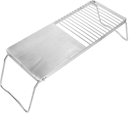 Grille de Feu de Camp Pliante Sur Foyer, Grille de Camping en Acier Inoxydable 304 avec Pieds et Sac de Rangement, Grille de Barbecue pour Extérieur, Barbecue, Camping, Randonnée, Pique-nique