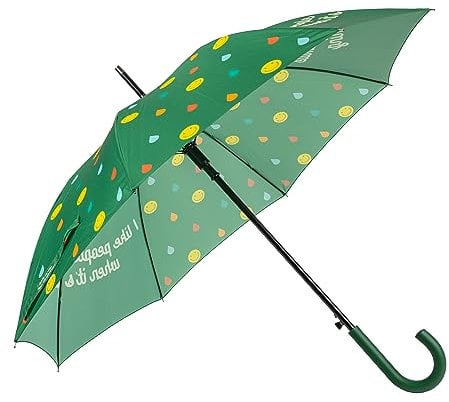 FISURA - Großer Regenschirm I like people who smile. Grüner Jugendschirm. Automatischer Regenschirm mit Knopf. Widerstandsfähiger, winddichter Regenschirm. 106 Zentimeter Durchmesser.