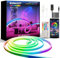 BUNACET RGB+IC Neon Ruban LED 8M 24V, Bande LED Dimmable Néon Bande Flexible, IP65 Etanche avec Contrôle APP, Télécommande, Puissance,Multicolore Bande Neon pour Extérieur/Intérieur Décor