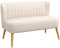 HOMCOM 2-Sitzer Stoffsofa Polstersofa Doppelsofa Sitzmöbel Loungesofa Holz Samtartiges Polyster Schaumstoff Cremeweiß 117 x 56,5 x 77 cm