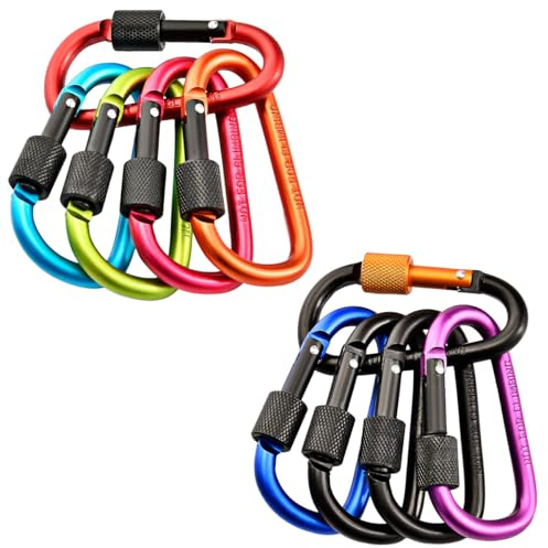 Ruayia Karabiner Schlüsselanhänger mit Schraubverschluss, Karabinerhaken Aluminium, Mini Schraubkarabiner für Camping, Wandern, Angeln und Outdoor, mit 1*eine Hundepfeife