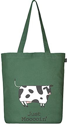Ecoright Borsa per la spesa, borsa in tessuto di cotone, stampata con cerniera, robusta borsa da trasporto con manico