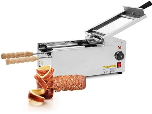 YOtat Kommerzieller Kamin-Kuchen-Maker, 1600 W elektrische Toastermaschine mit 2 Stück Walze, Kamin-Brötchen-Grill-Maker für Restaurant, Zuhause, Küche, Snackbar