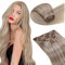 LaaVoo Clip in Extensions Echthaar Blond Echthaar Extensions Clip in Remy Haarverlängerungen Echthaar Aschblond Highlight Gebleichtes Blond Extensions Echthaar Clip Glatt 70Gramm 5Stück #18/613 30cm