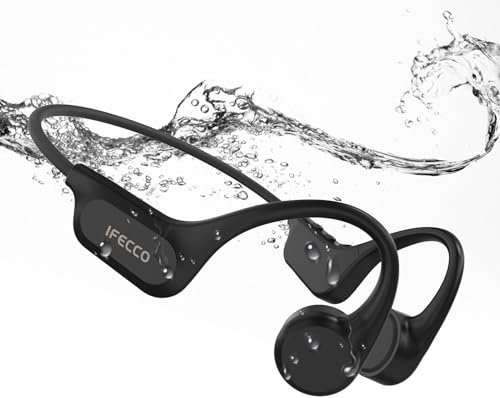 IFECCO Kopfhörer Schwimmen Bluetooth 5.3 - IPX8 wasserdichte Unterwasser Knochenschall Kopfhörer,Knochenschall Headset mit 32G Mp3,Open Ear Kabelloses Sport Kopfhörer zum Schwimmen Laufen