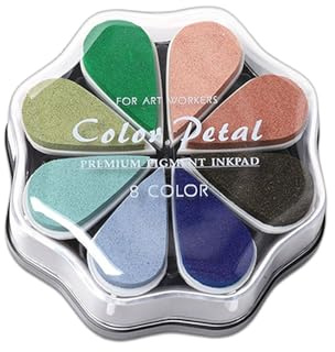 WUMUZAI Stempelkissen in 8 Farben, waschbare Stempelkissen zum Stempeln, Regenbogen-Stempelkissen, Handarbeit, Daumenabdruck-Stempelkissen, farbiges Blütenblatt-Stempelkissen-Set für Gummistempel,