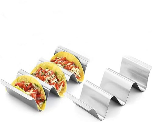im Set aus Edelstahl, Halter Set/Hotdog Halterung, Taco Halter, Halter Ständer in Wellenform, für Sandwiches, Restaurant, Party, Festivals,(2 Stücke)