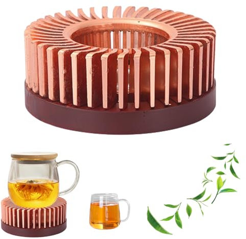 Gohytal Stövchen für Teekanne, Männer, Teekannenwärmer aus Aluminium, Tee Stövchen Massivholzsockel mit Teelichthalter Duftlampe Teelicht Kaffeewärmer Rund für Kaffee,Tee,Milch